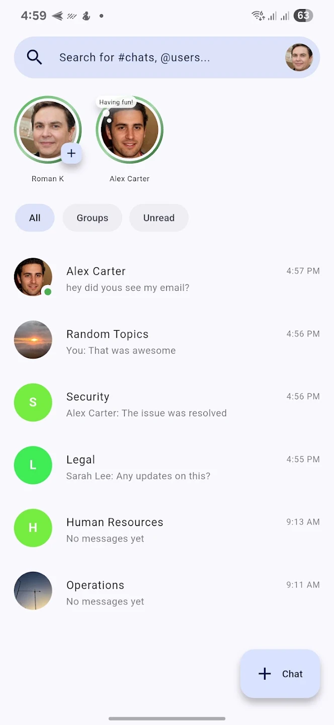 NEXXO Chat — Lista de chats