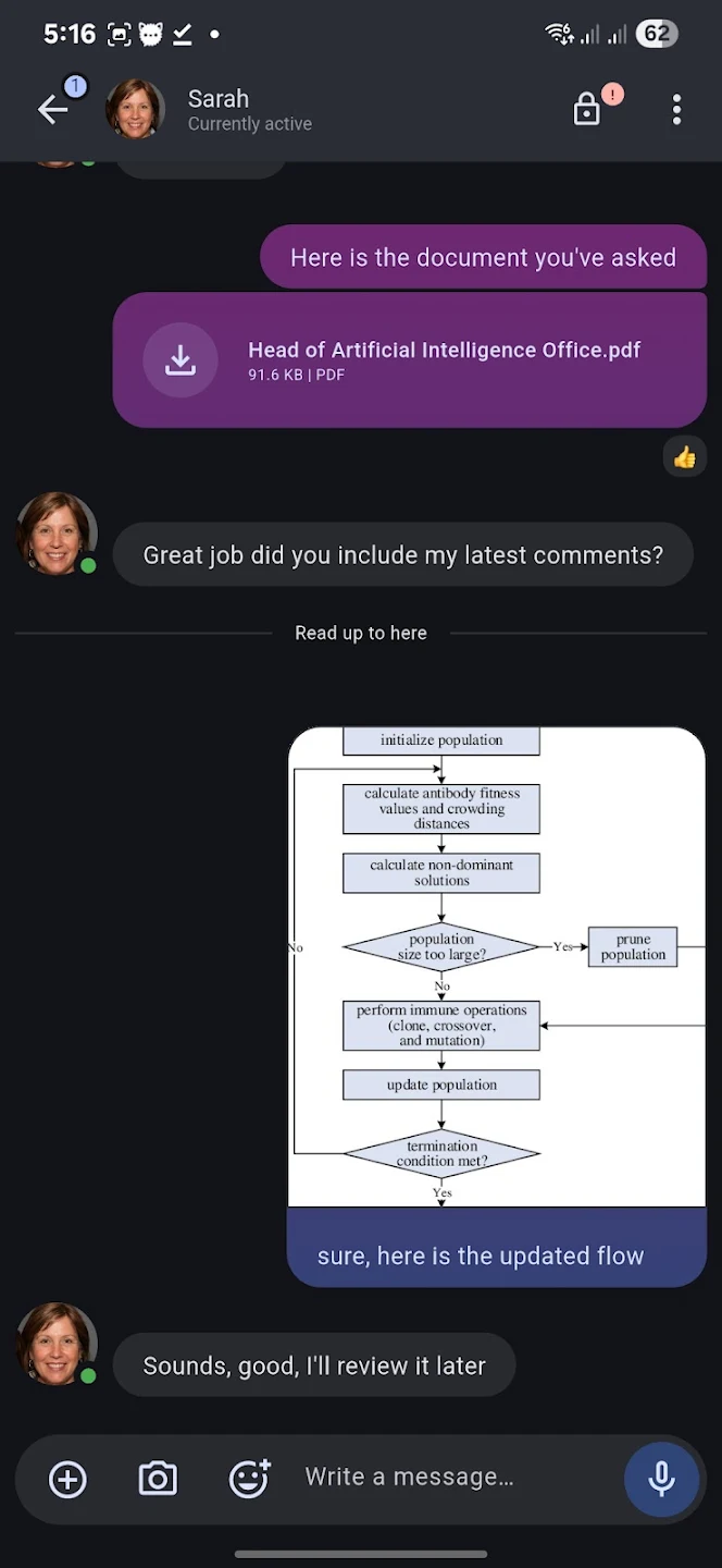NEXXO Chat — Modo oscuro conversación